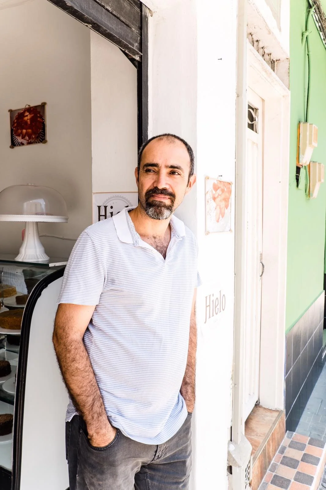Sergio Henao in front of his restaurant Antojitos