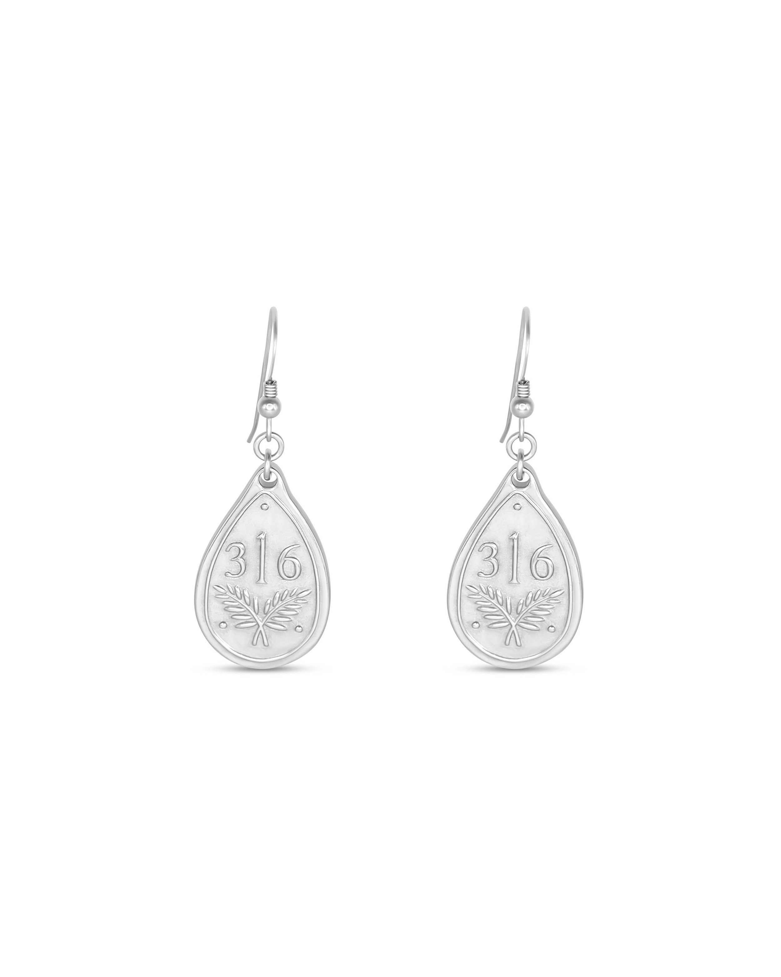 French Hook Silver Earrings John 3:16