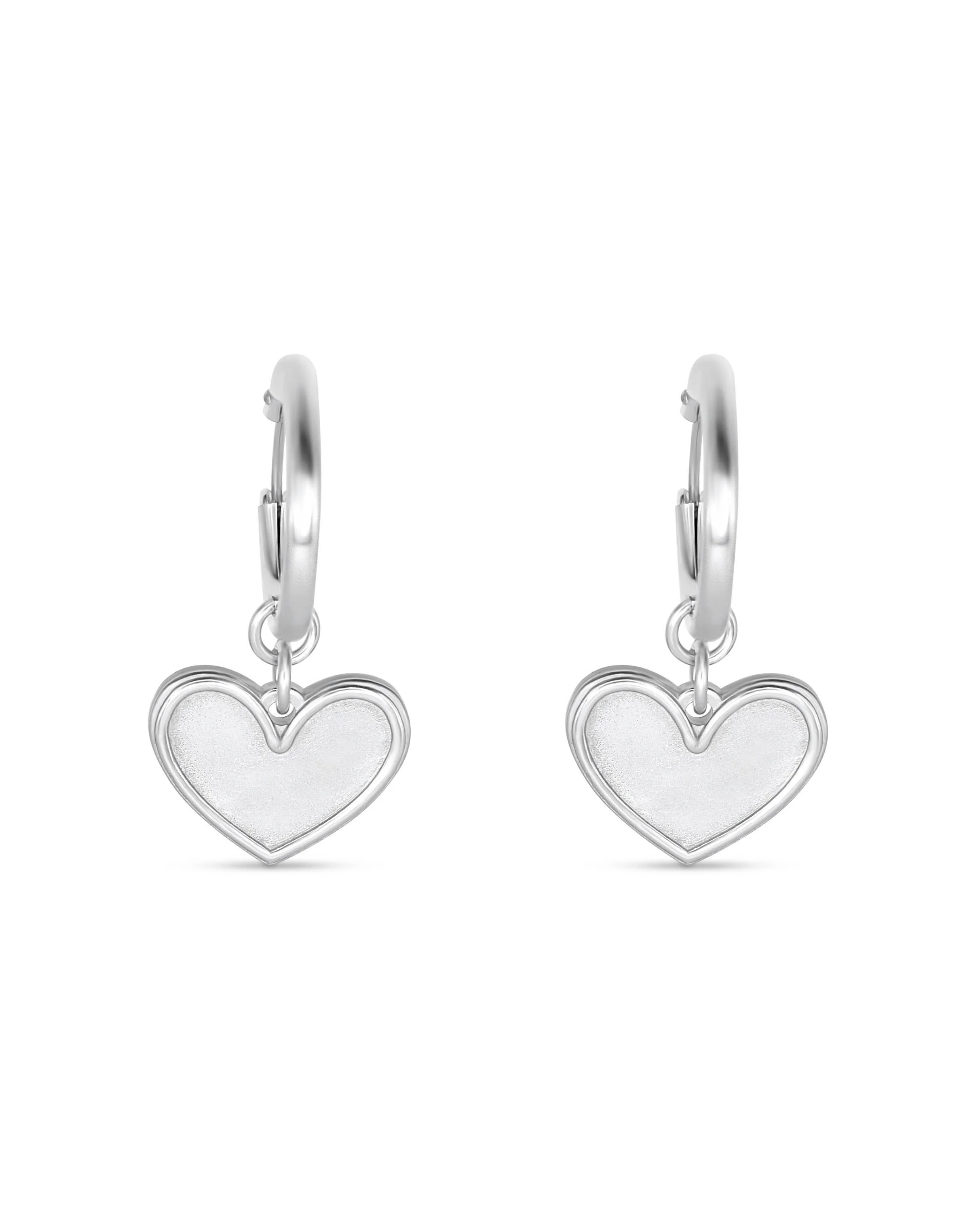 Hoop Silver Earrings Heart / 1 Corinthians 13:13