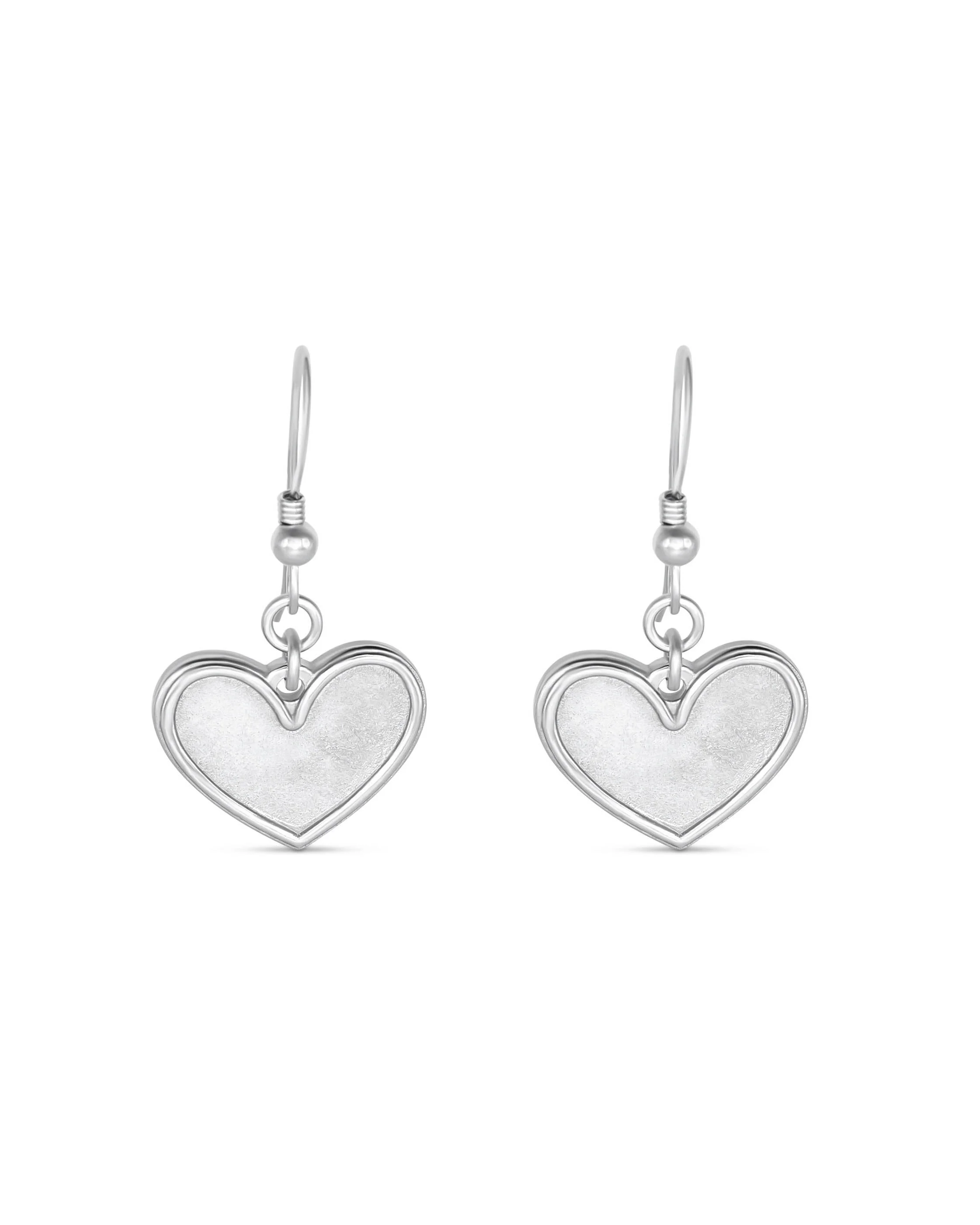 French Hook Silver Earrings Heart / 1 Corinthians 13:13