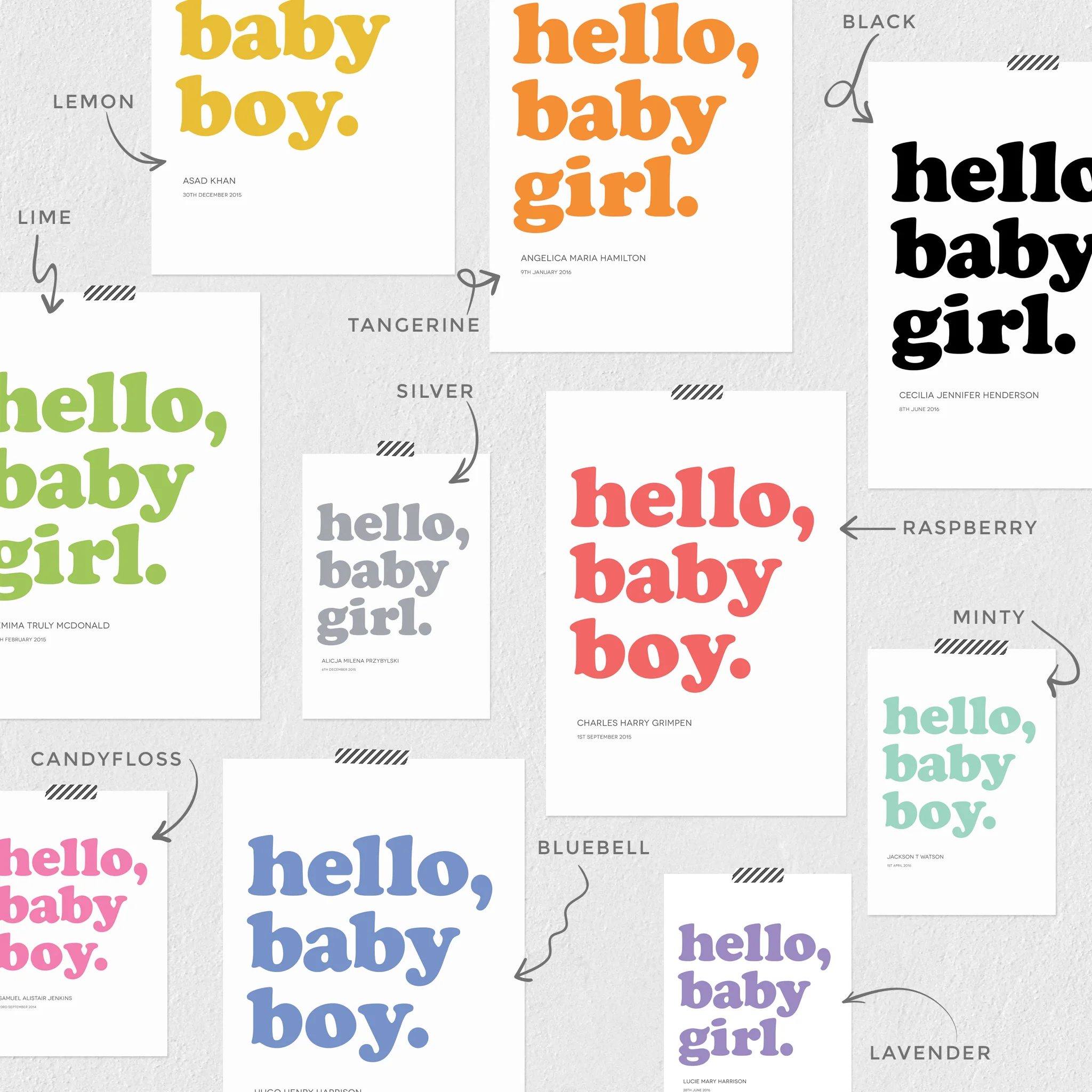 hello baby girl personalised print