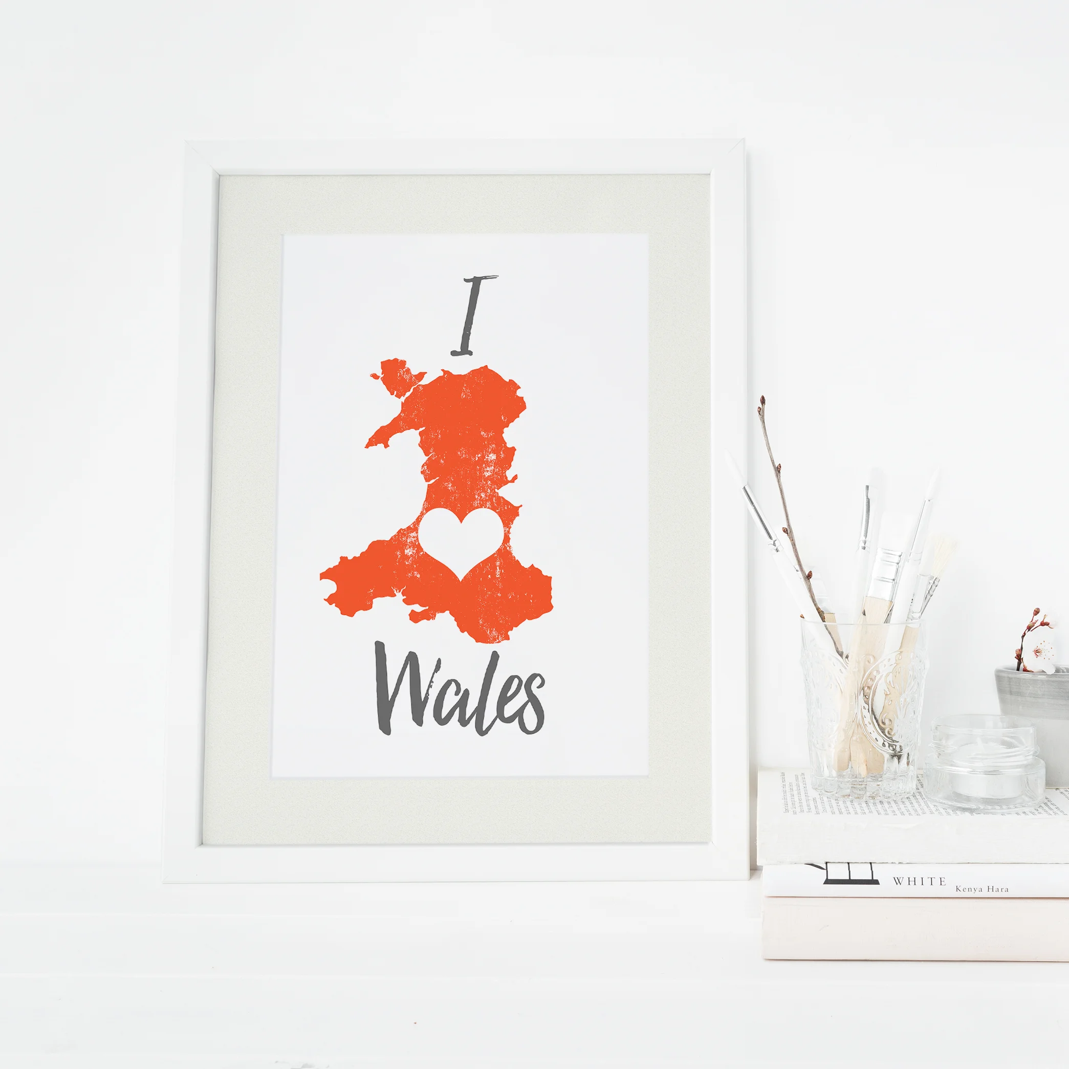 i love wales map print