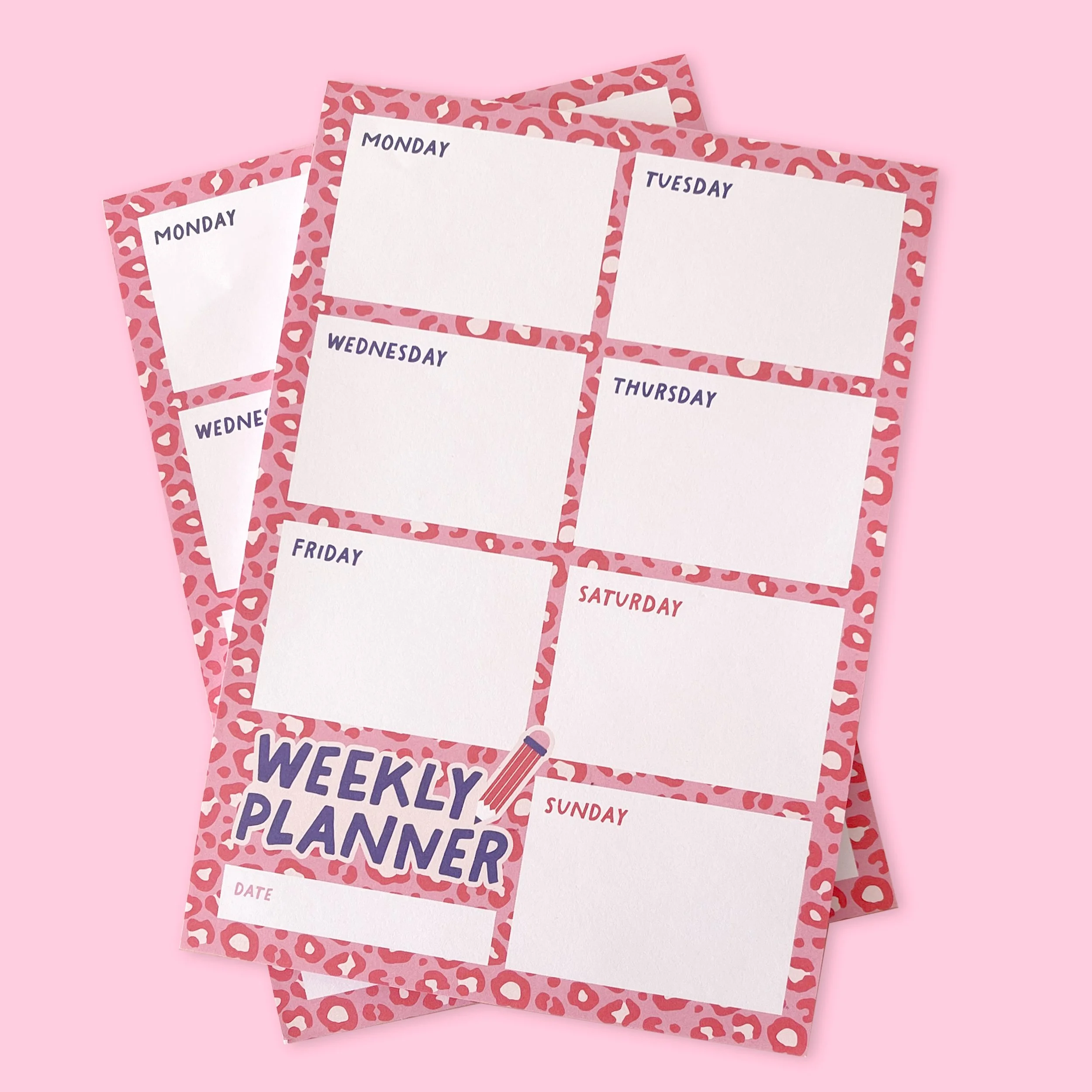 pink weekly planner pad