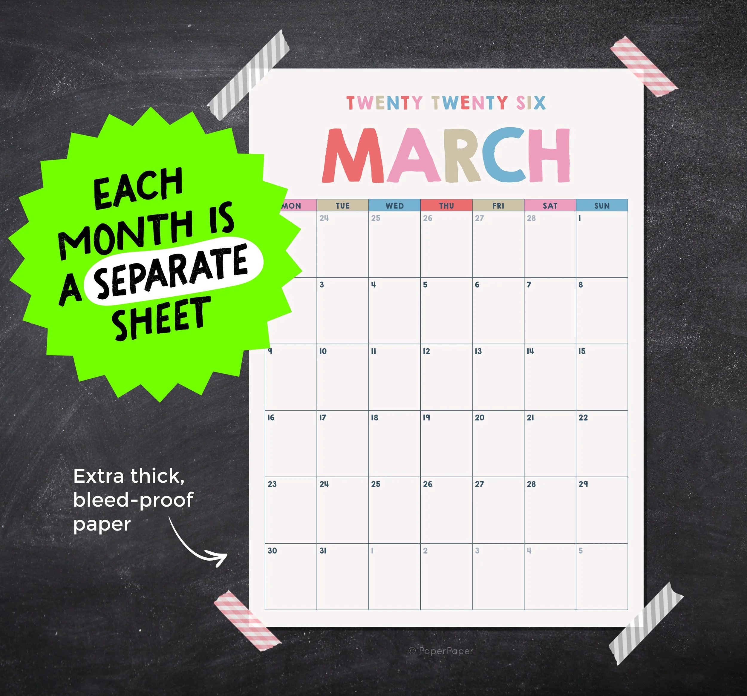 example page of 2026 calendar planner