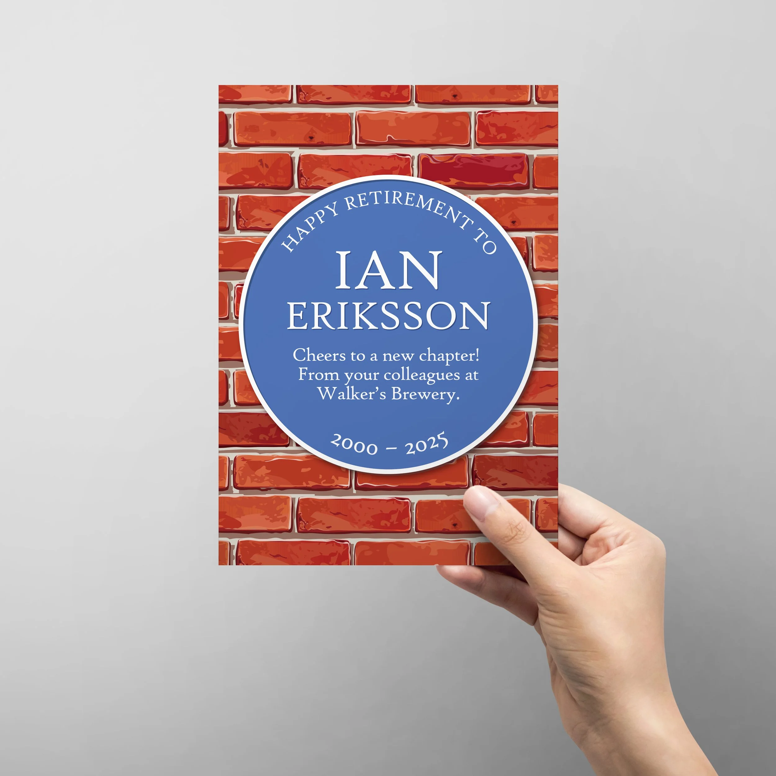 blue plaque retirement card which can be personalised