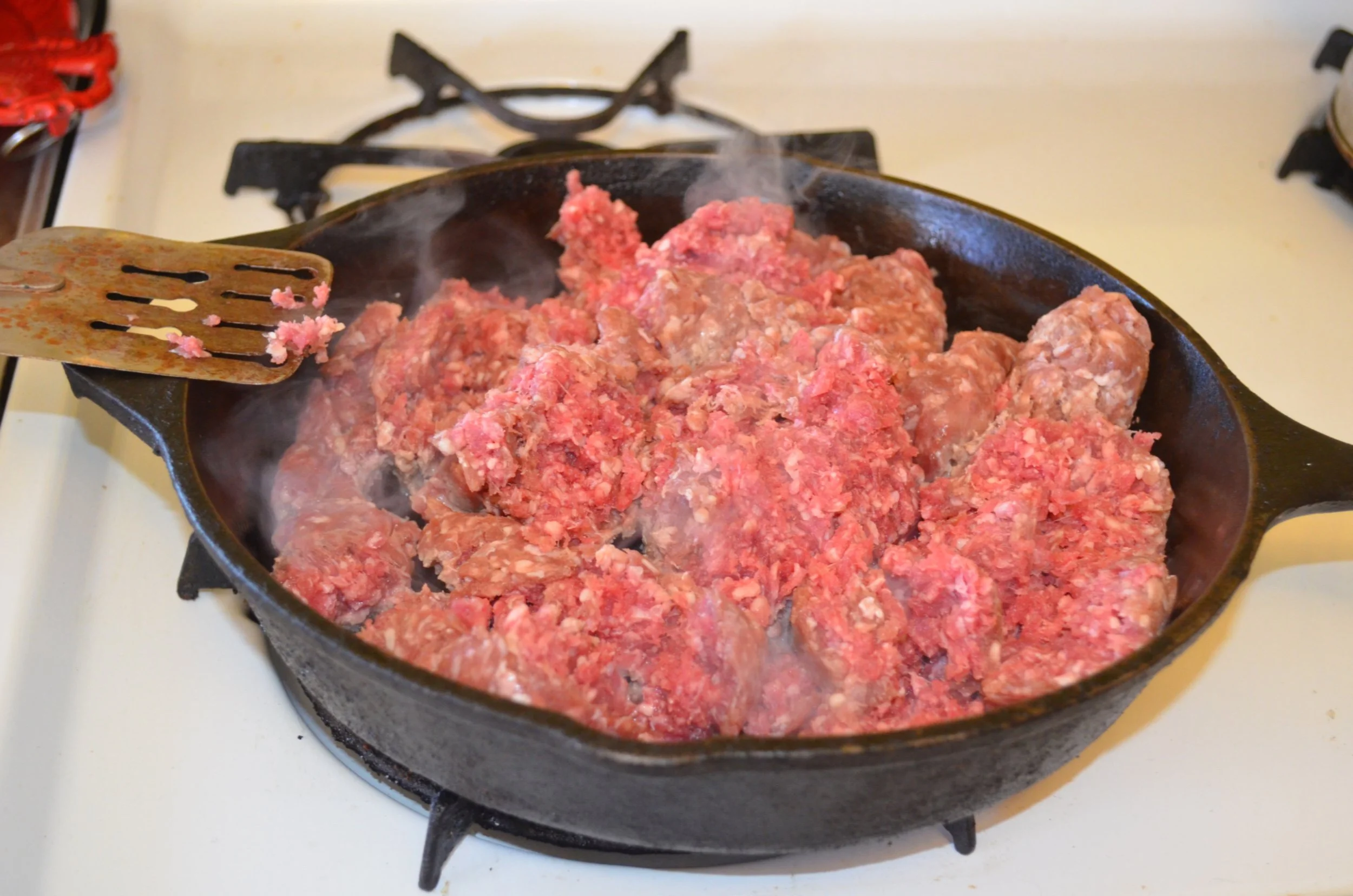 2 lb ground beef steaming.JPG