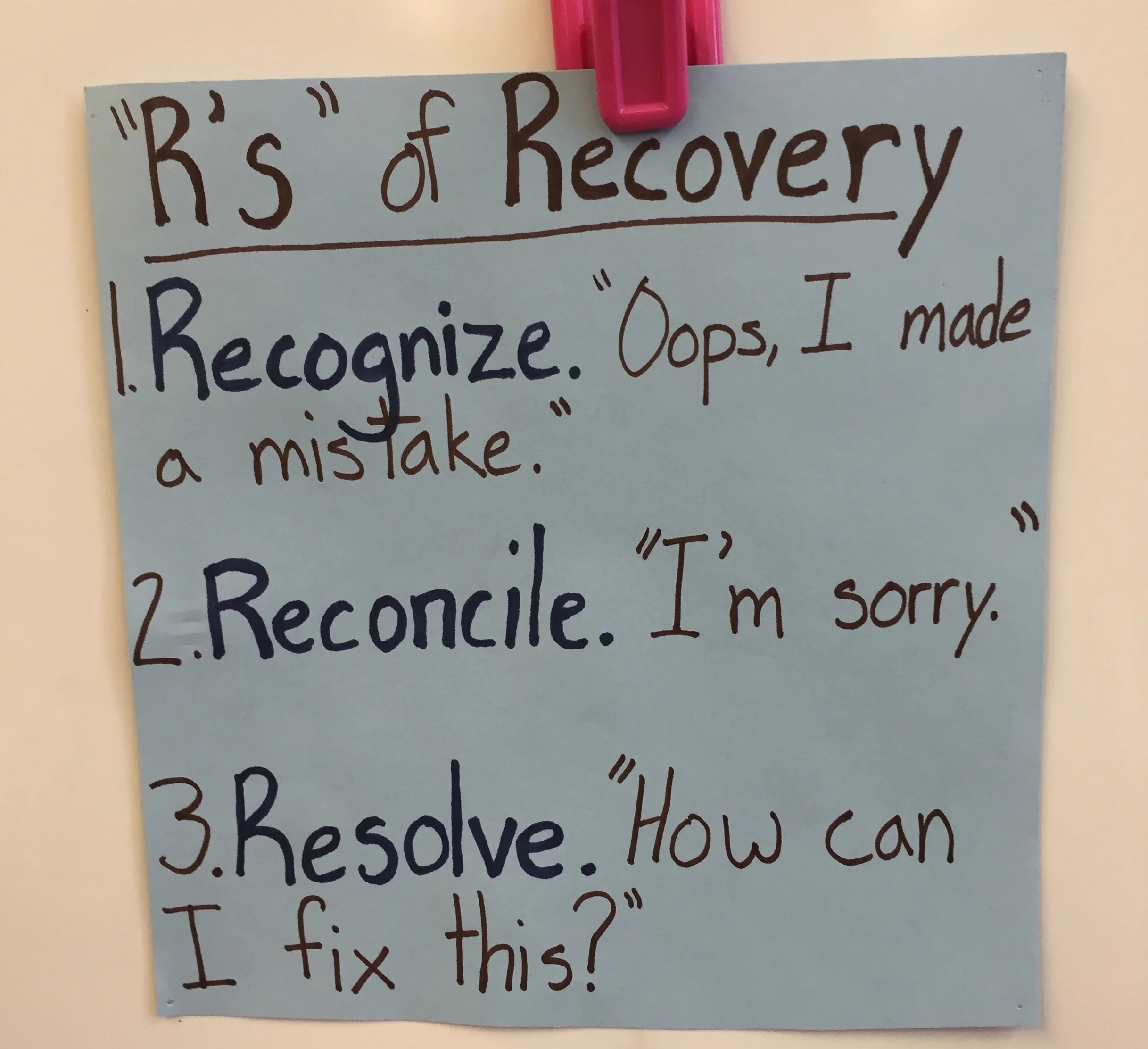 Positive Discipline in The Classroom: Recovery From Mistakes