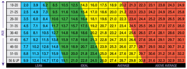 Jackson Pollock - Ideal body fat range for males.