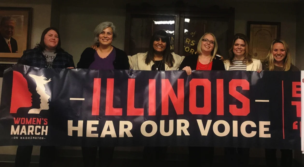 From left to right: Brandi Stark (Peoria), Co-Chair Amanda Drenth, Co-Chair Mrinalini Chakraborty, Liz Hunter (Carbondale), Jennifer Lee (Springfield), Jane Scudder - Operations. Not Pictured: Vikkie Cossio (Bloomington/Normal), Chelsea Rennert (Champaign/Urbana)