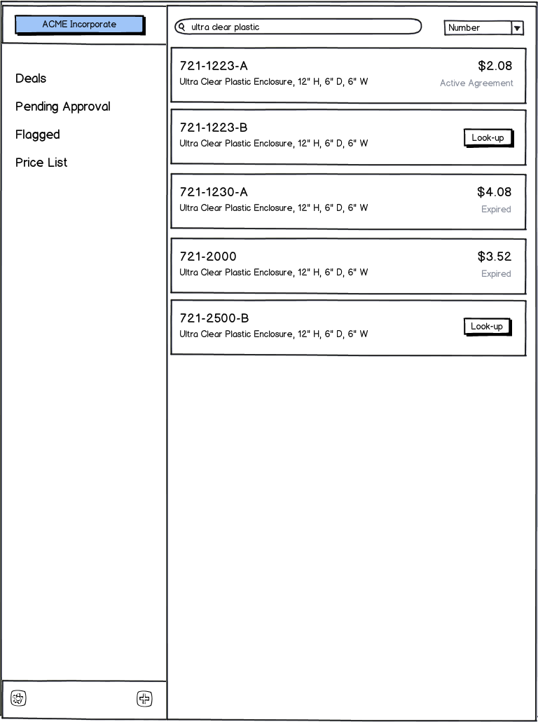 Option of the list of prices with status