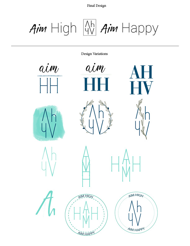 Logo Design and Variations AHAH: Aim High Aim Happy Subscription Box