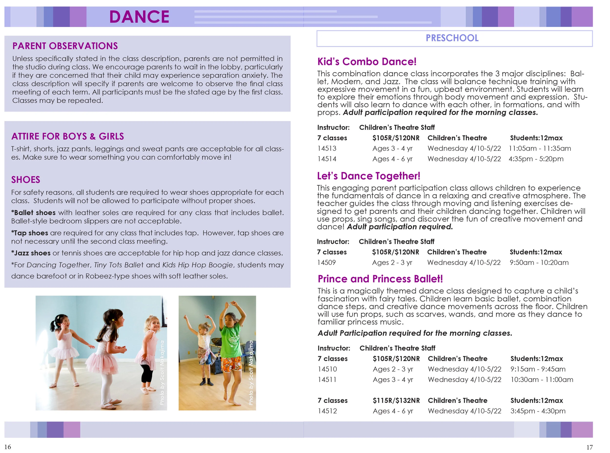 Spread for Palo Alto Children’s Theatre Spring Catalog