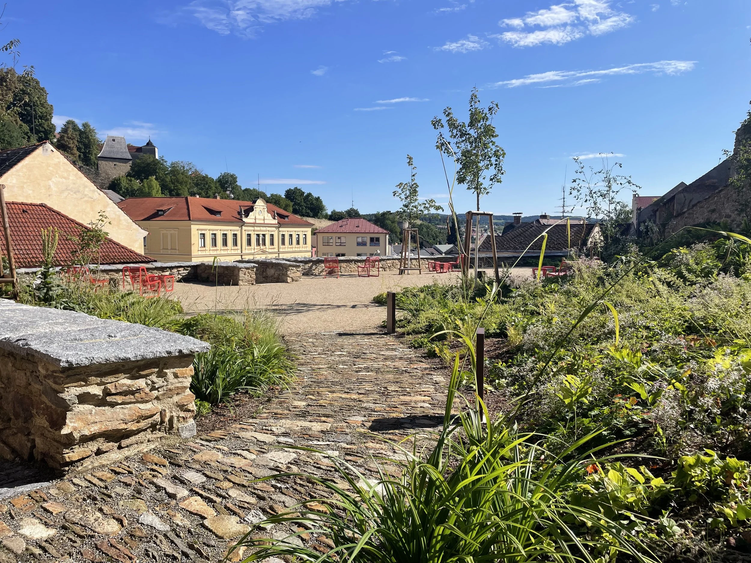  Terasy ve Vimperku v září 2025 -  pár měsíců po otevření 