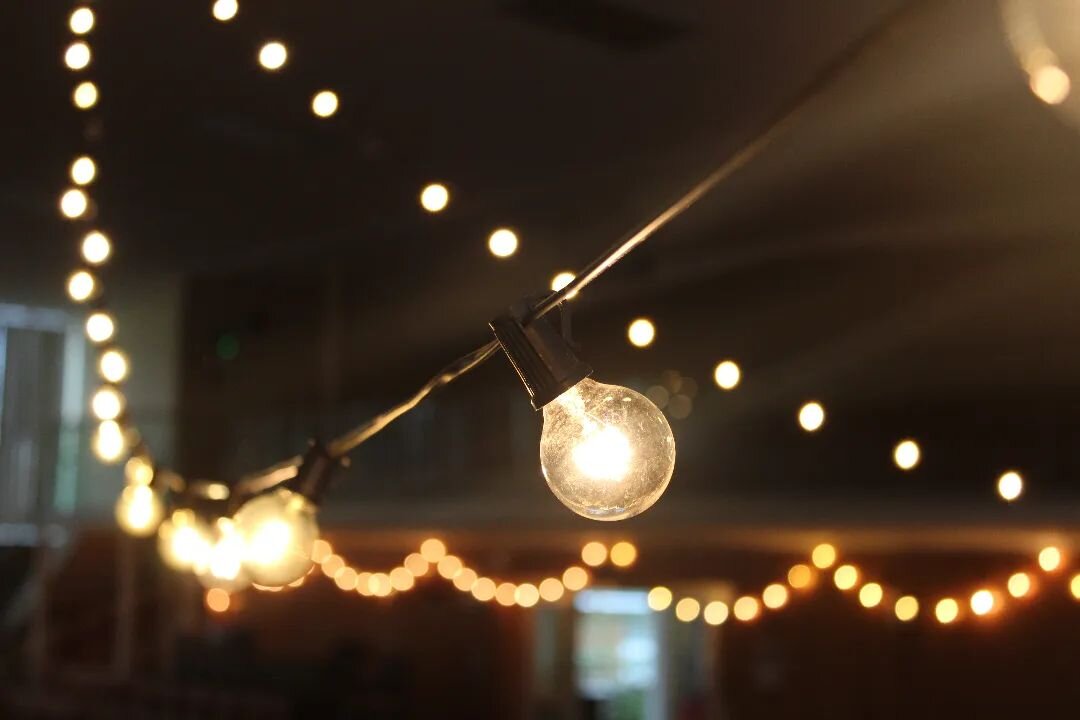 John 8:12

Again, Jesus spoke to them, saying, 

&quot;I am the light of the world. Whoever follows me will not walk in darkness, but will have the light of life.&quot;

💡

These particular lights are hung ready for our barn dance tonight and are th