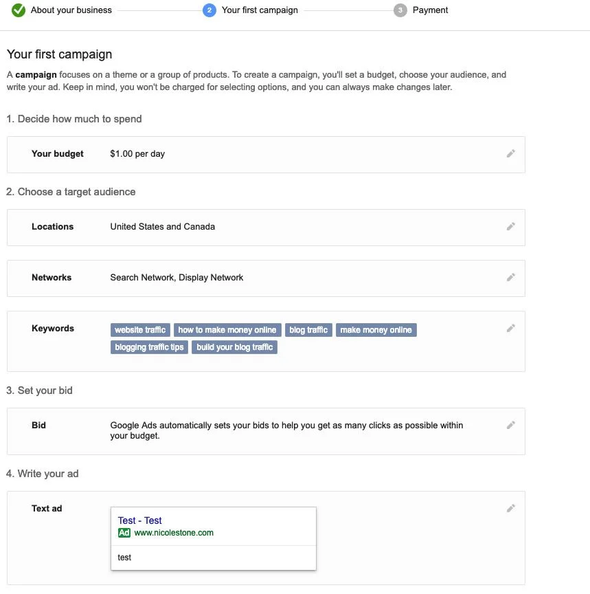 Main page for Google Keyword Planner.