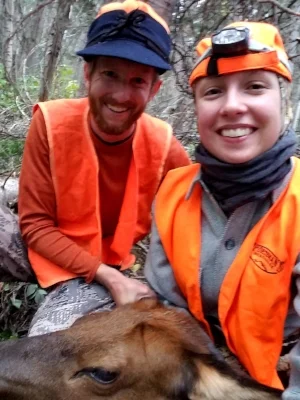 Brent and Rose Walker after finding and tagging her first cow elk.