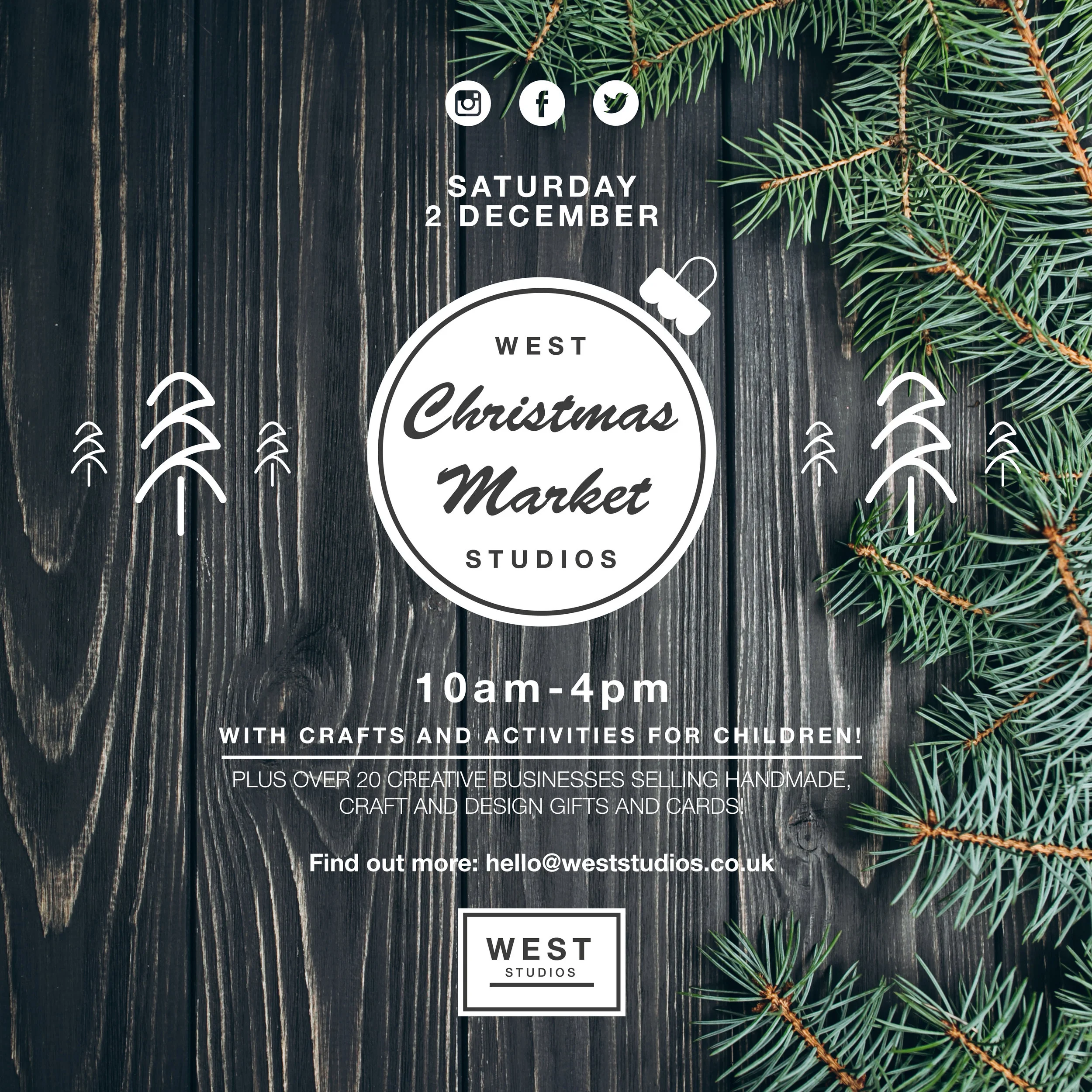Save The Date...West Studios Christmas Market - Saturday 2nd December 2017
