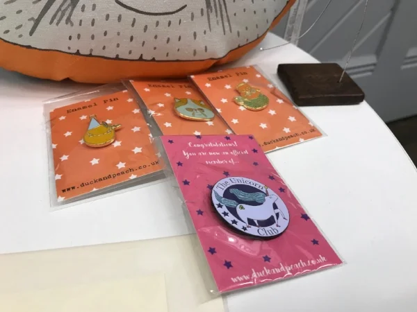 A closer look at the pins available by Duck and Peach.