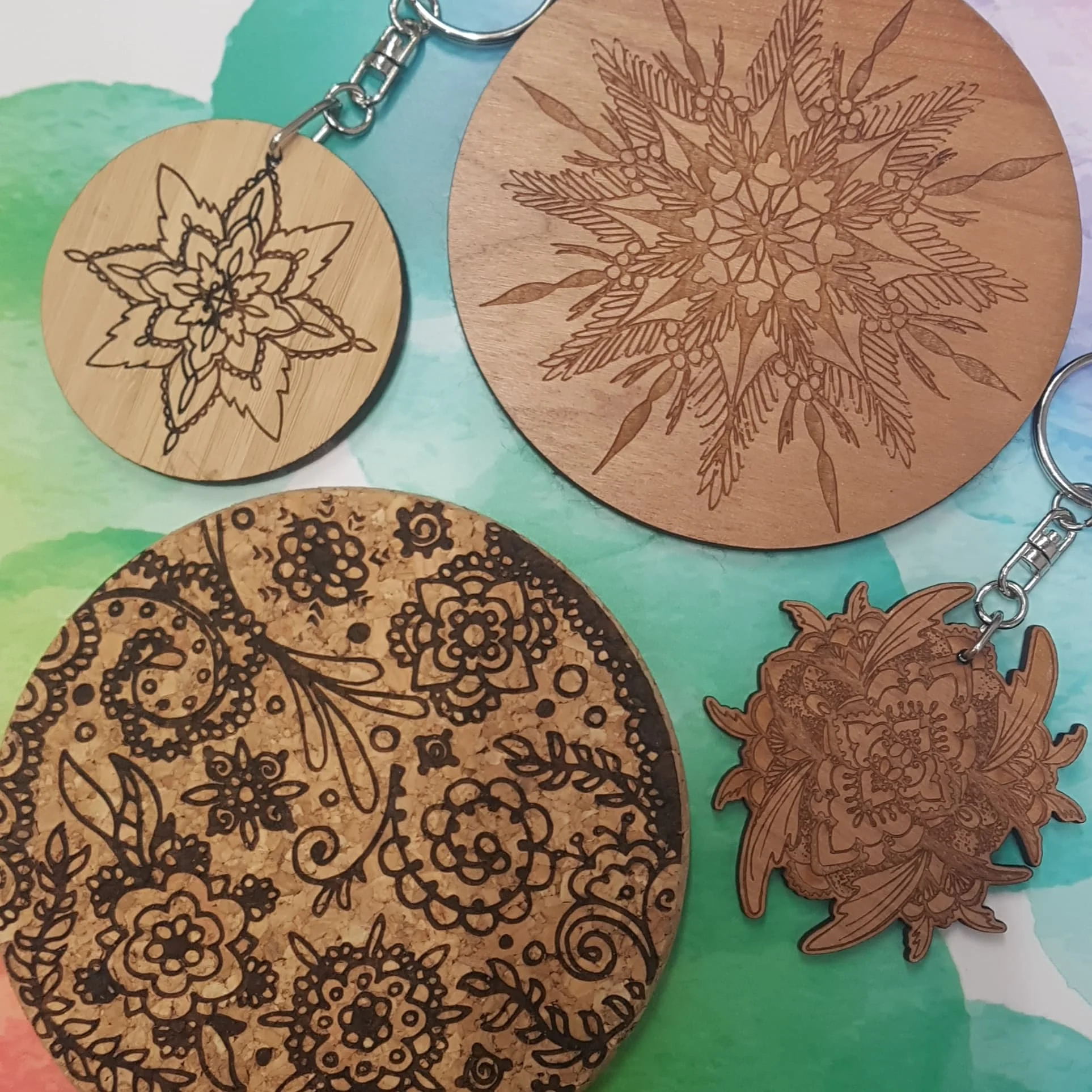 Laser cut keyrings and coasters from £4.99 in our Gallery Shop.