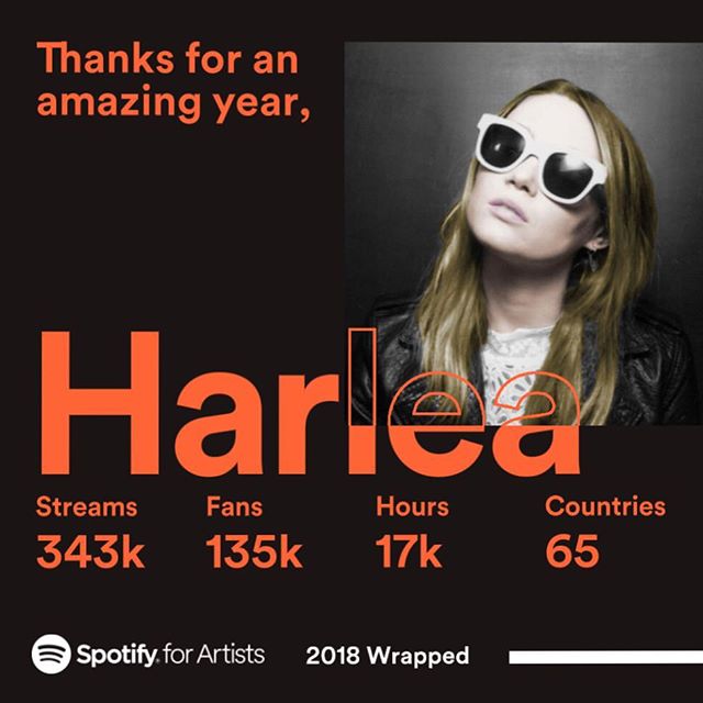 Huge thanks to @spotify for all of the support they have given me and my music this year! And thanks to all of you for listening! 🎶🔥 Here&rsquo;s to an even bigger 2019! ✌️ Harlea. x #BeautifulMess