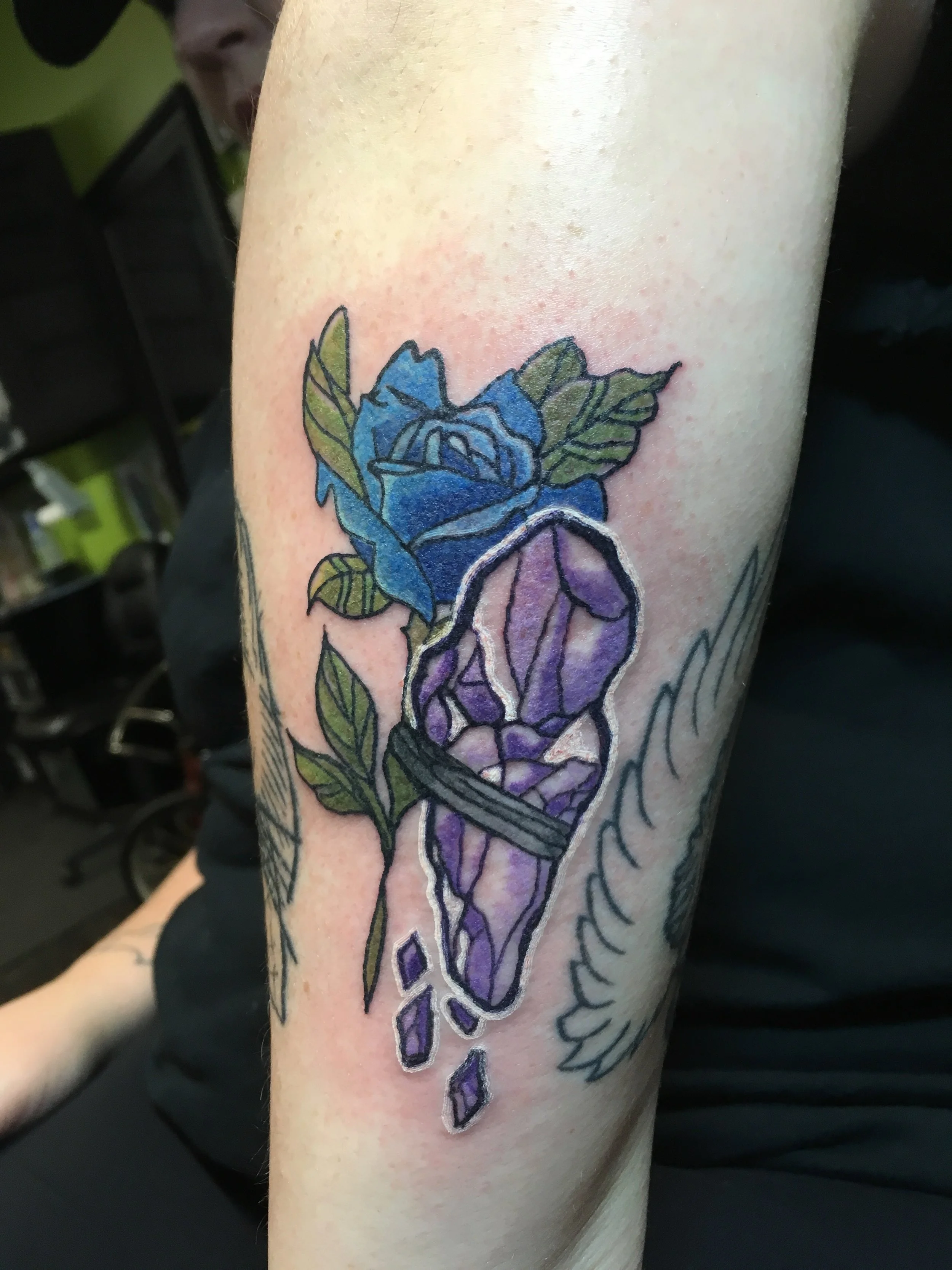 Crystal and Rose Tattoo
