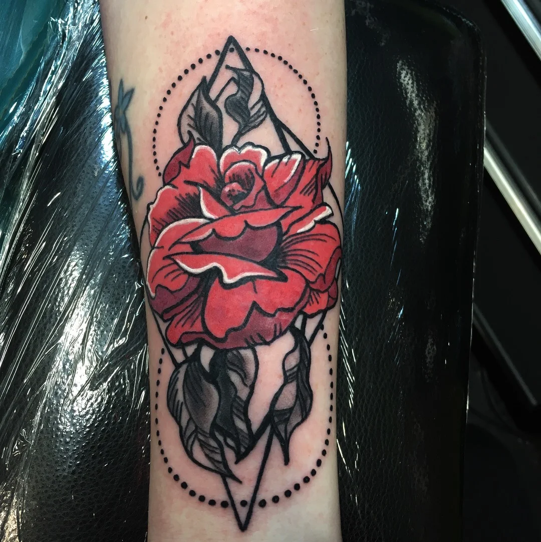 Geometric Rose Tattoo