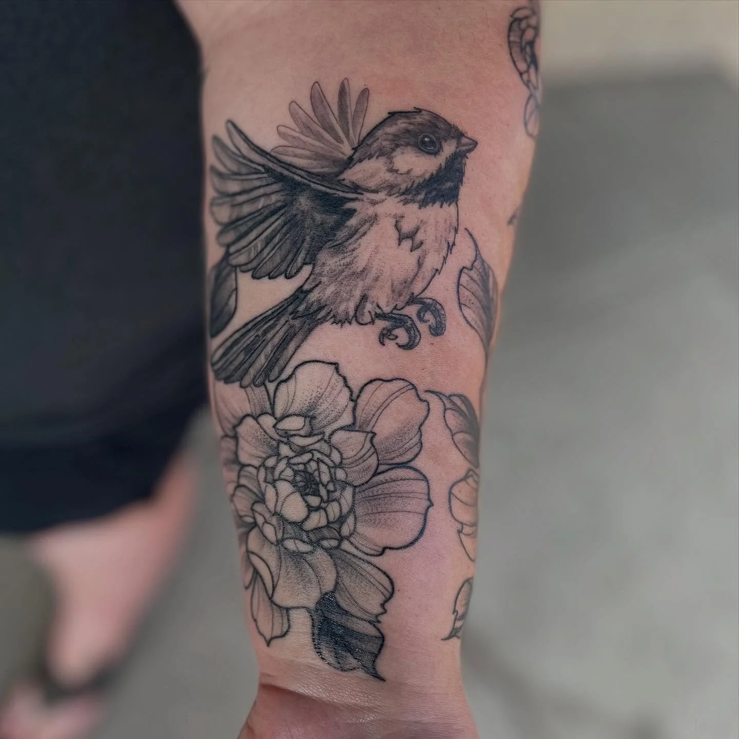 Healed Shot of my Peonies and Chickadees before we added the background. 

Thank you Ashley for the summer project. 
@empireinks