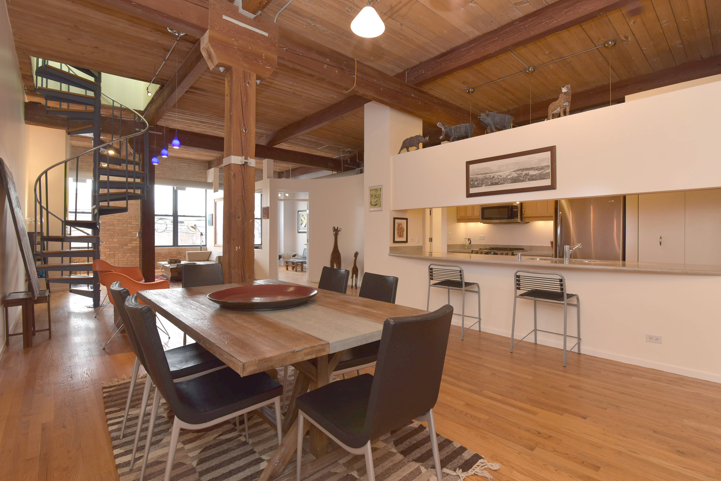  Overall view of a unique loft space in Bucktown. 