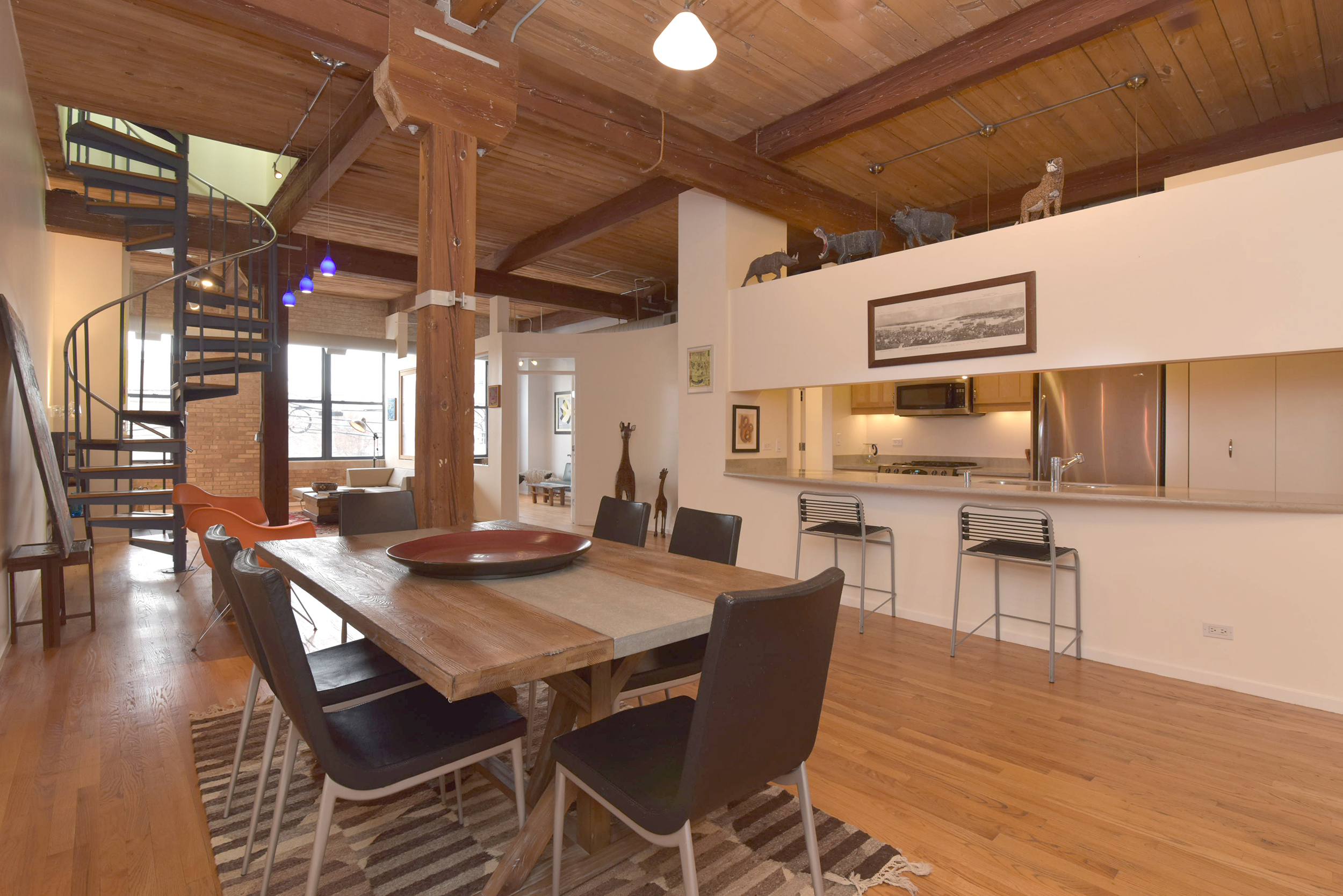 Overall view of a unique loft space in Bucktown.