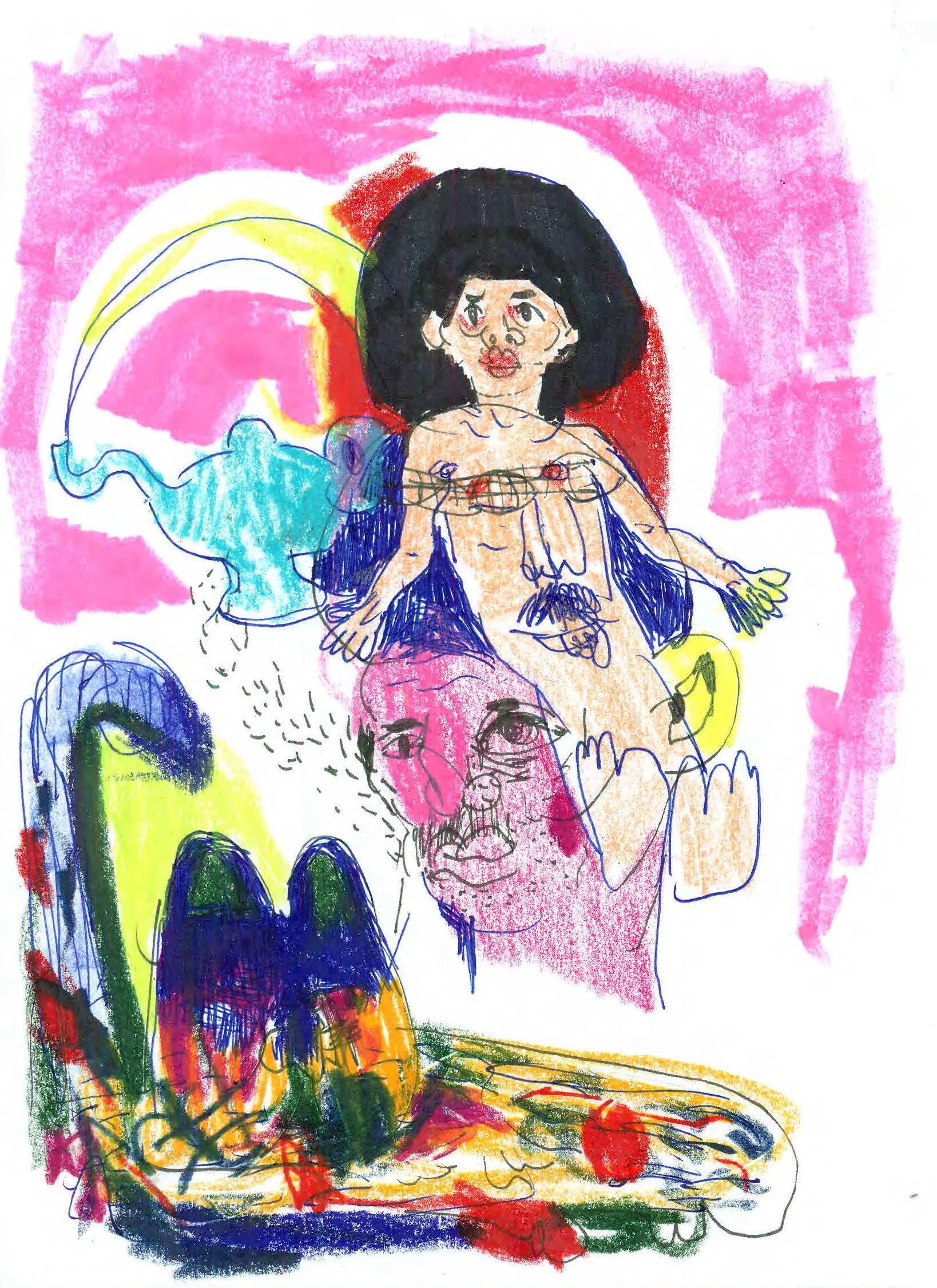 INK, MARKER & PENCIL ON PAPER, 5 x 7 IN