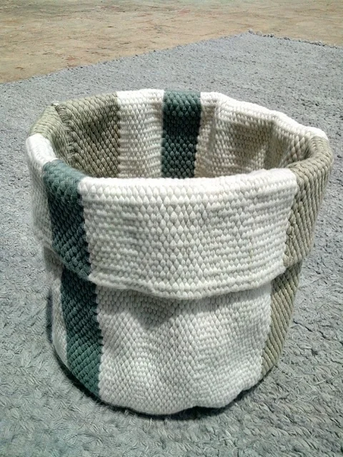 Striped Blue/Beige Bokhari Basket. Photo, Runa Klock.