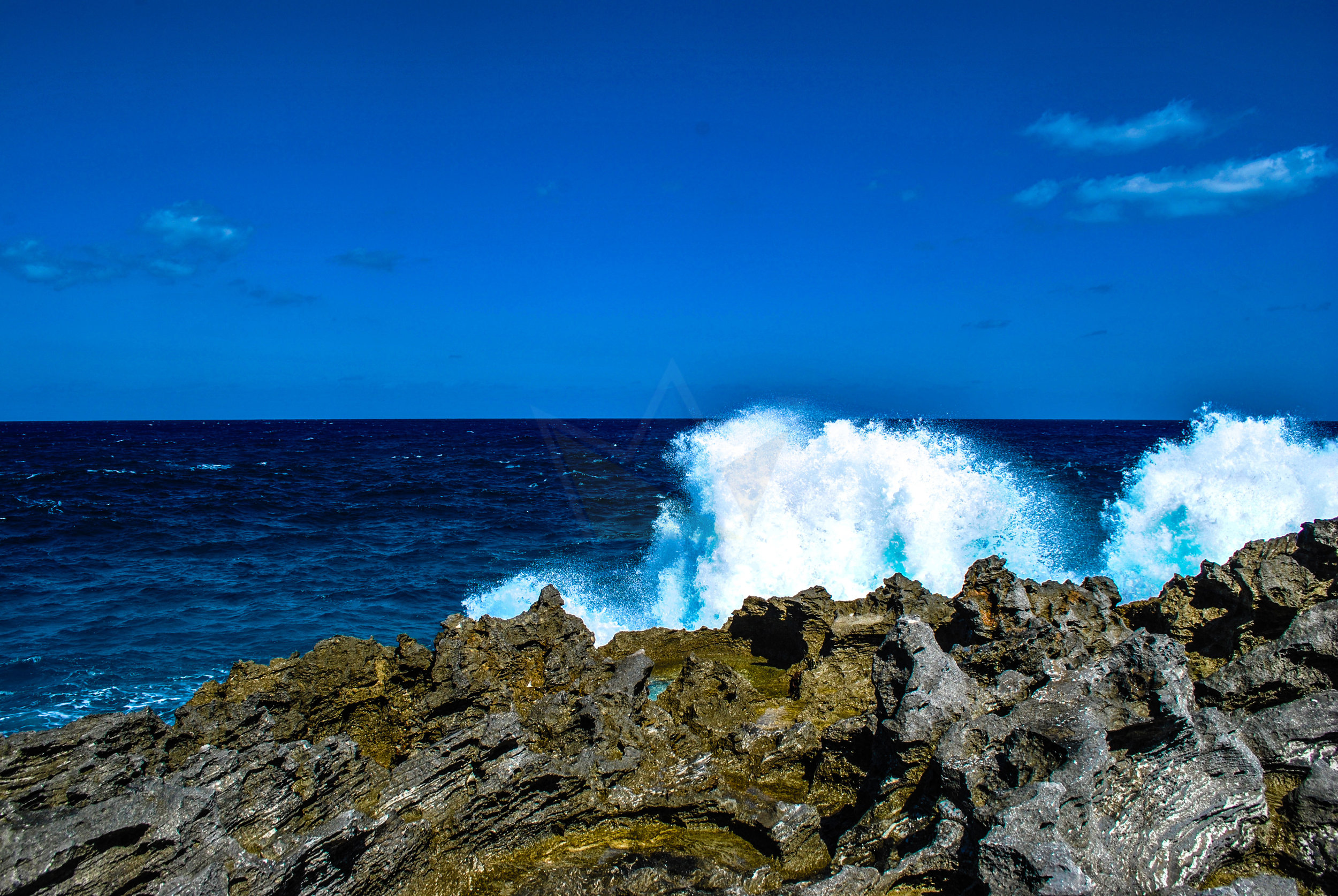 Waves crashing on the Atlantic Coast just south of the Glass Window Bridge