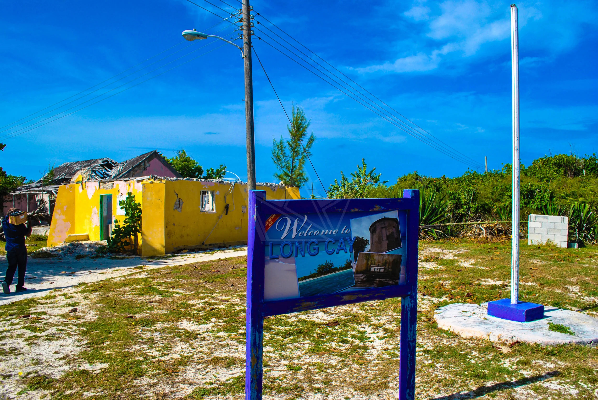 Welcome sign just off of the dock in Albert Town, Long Cay