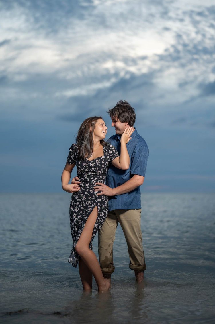 Engagement photos in the bay at sunset, by Henry M Production