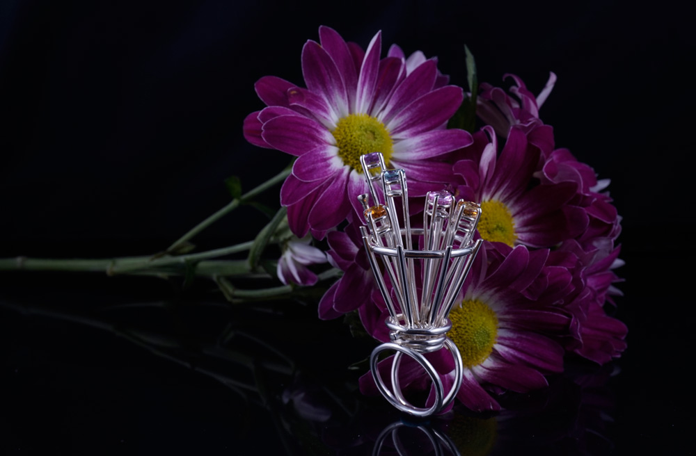 Articulating Flower Basket Ring 