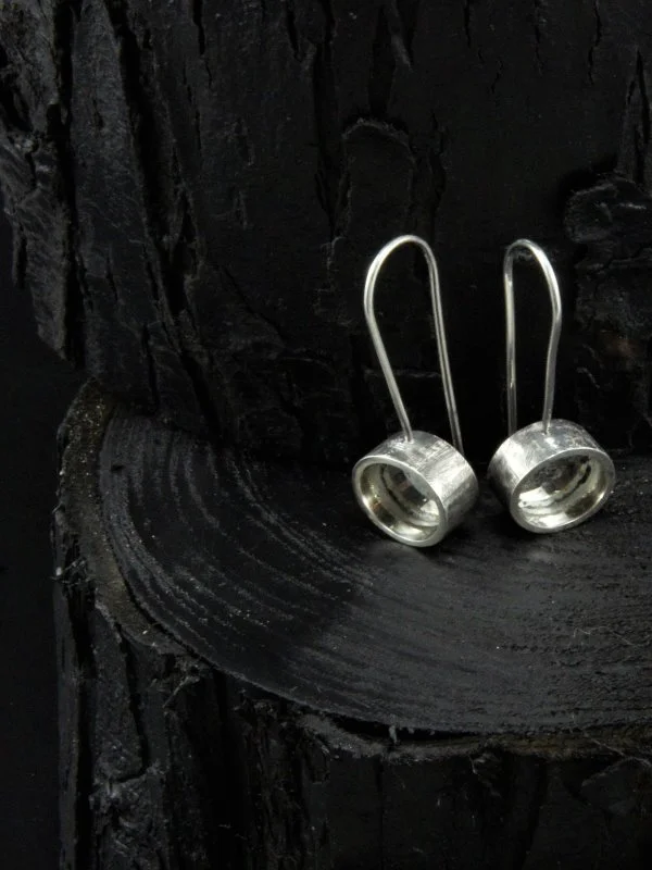 Shedding light Hand forged Sterling silver earrings with hand cut vintage mirrors