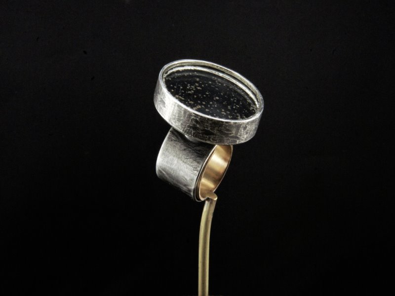 Become the light Hand forged sterling silver ring with hand cut vintage mirror