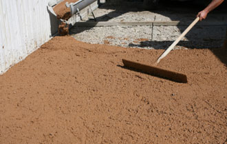 Cement raked evenly for floats.