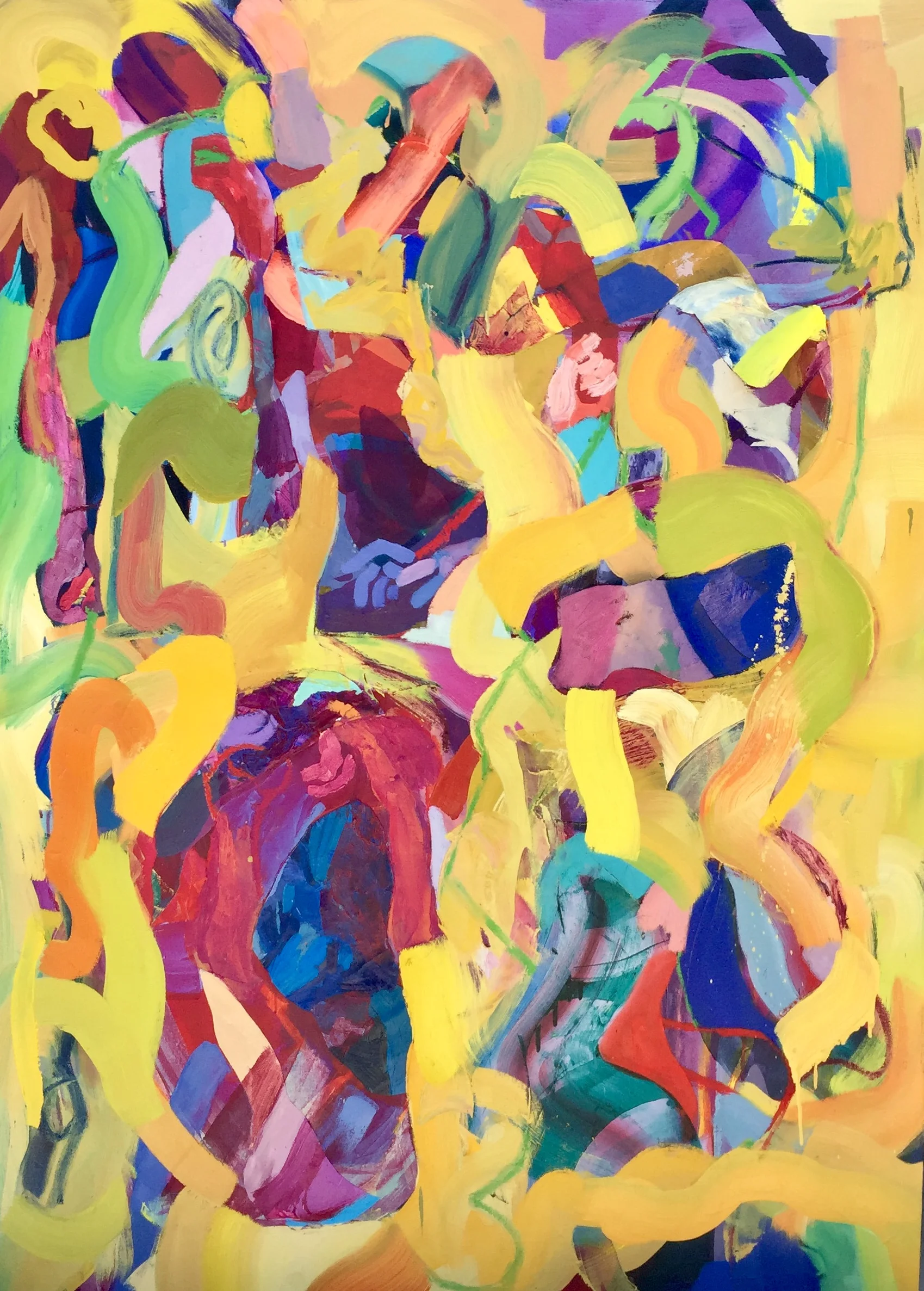 Together 66x54”, 2018 Collaged Canvas, acrylic and oil paints