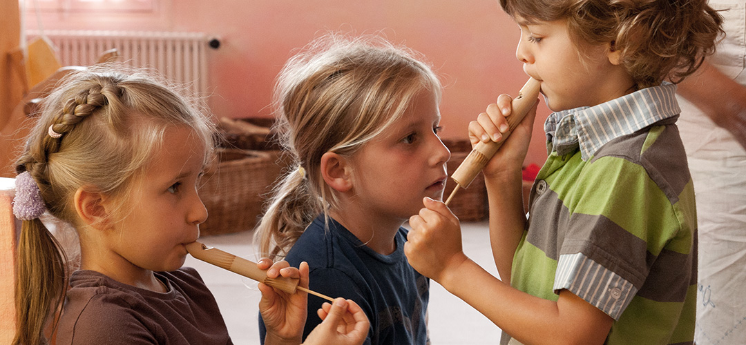The Choroi flute is the first melodic instrument introduced to children. The keynote C is used as a central grounding tone for developing the child's ear for hearing and understanding diatonic and other tonalities.