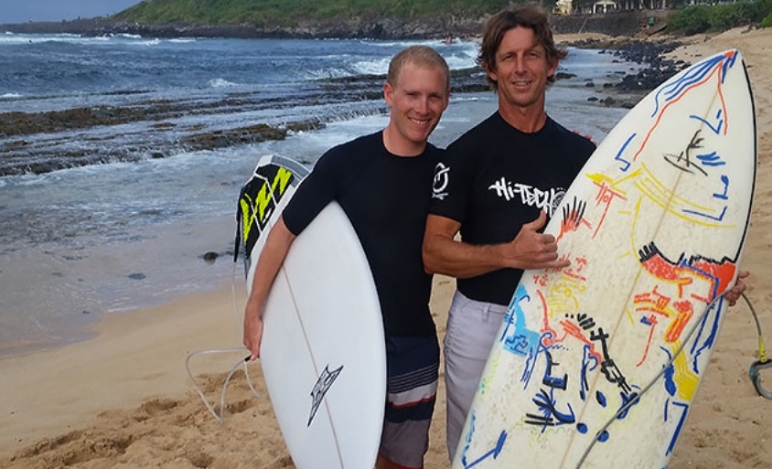 Andrew Talansky and me at Ho'okipa Beach. Hitting the water is always such a great reward after a ride.