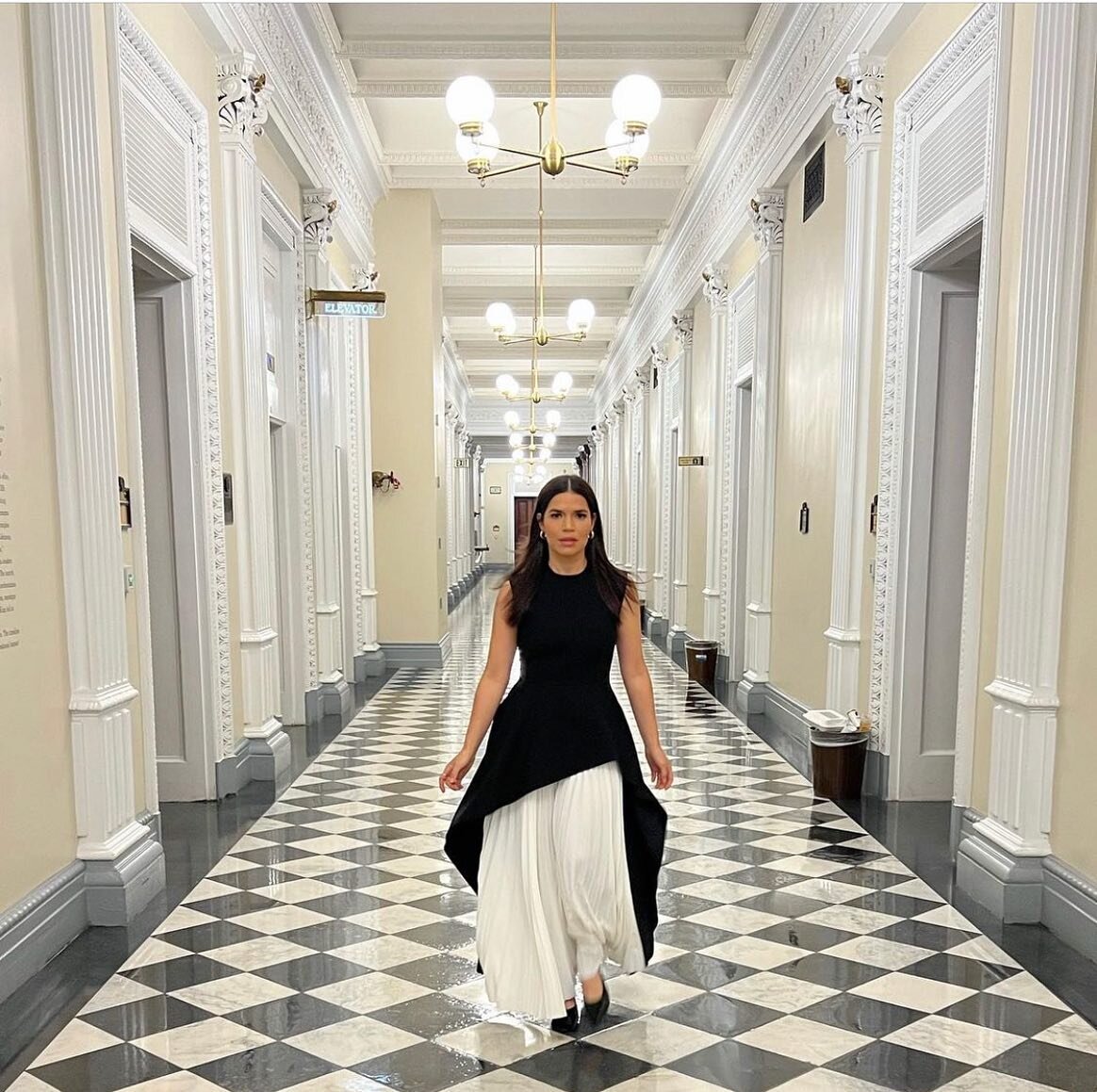 Glam on @americaferrera as she visited the White House with @poderistas 💜 What&rsquo;s more gorgeous than working with gorgeous women doing amazing work using their voices to shift perspectives, uplift and inform!
