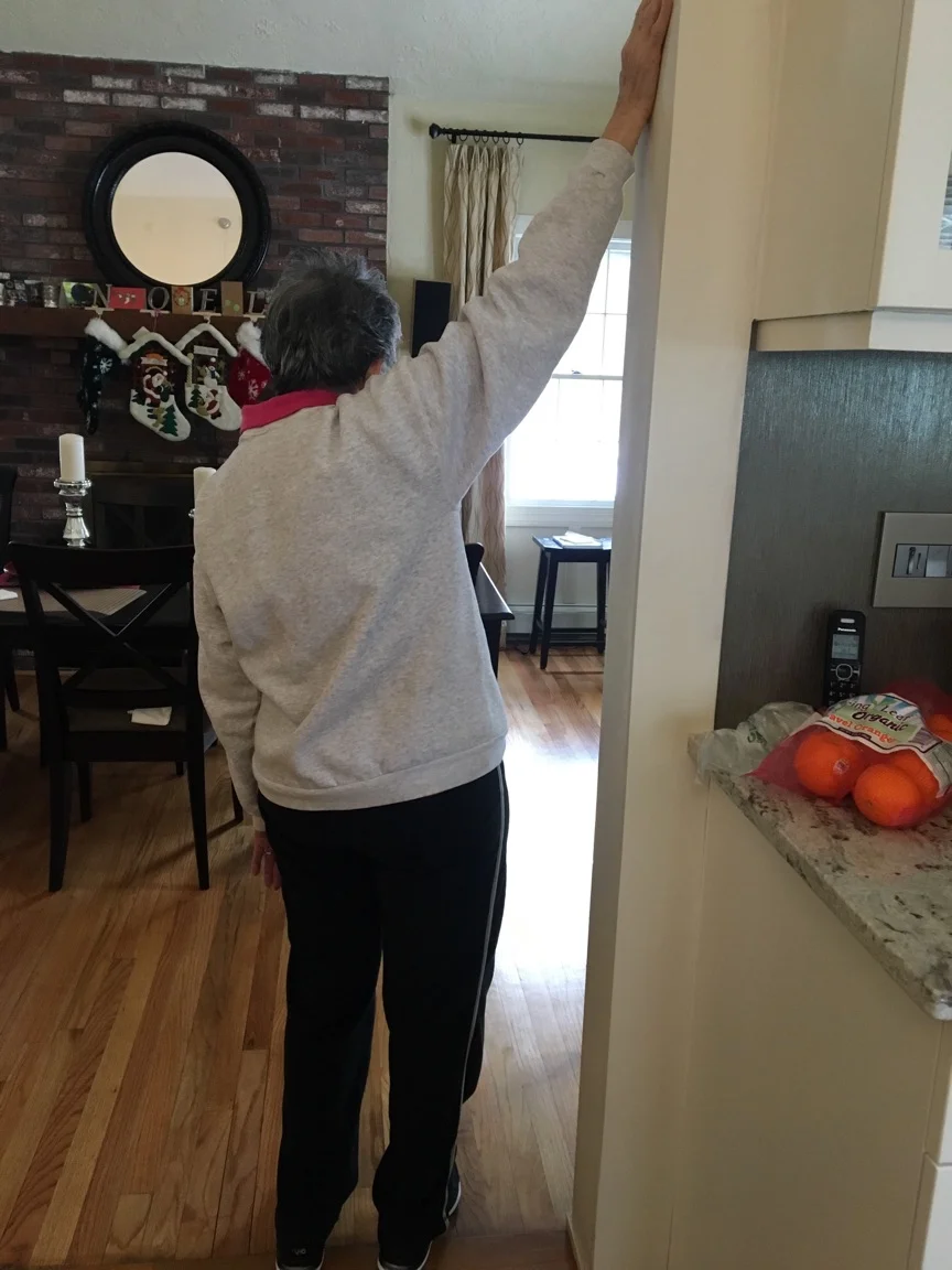 Exercising shoulder range-of-motion for improving mobility and battling some built-up arthritis.