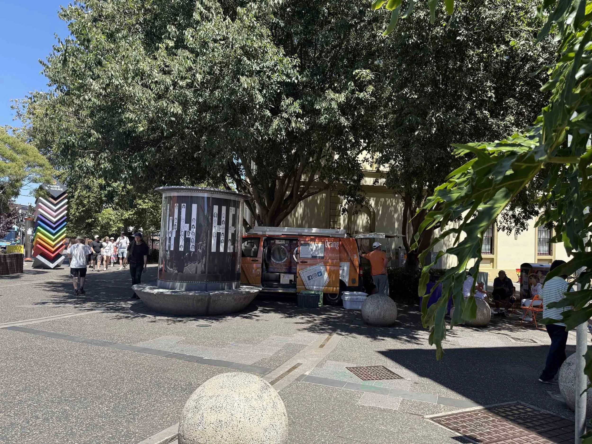  Orange Sky van, washing clothes for homeless people. 