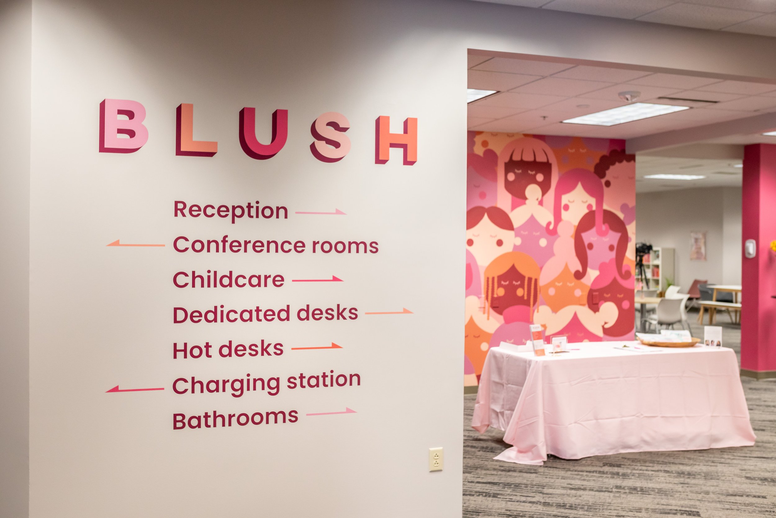 Blush Entrance with Logo and Mural