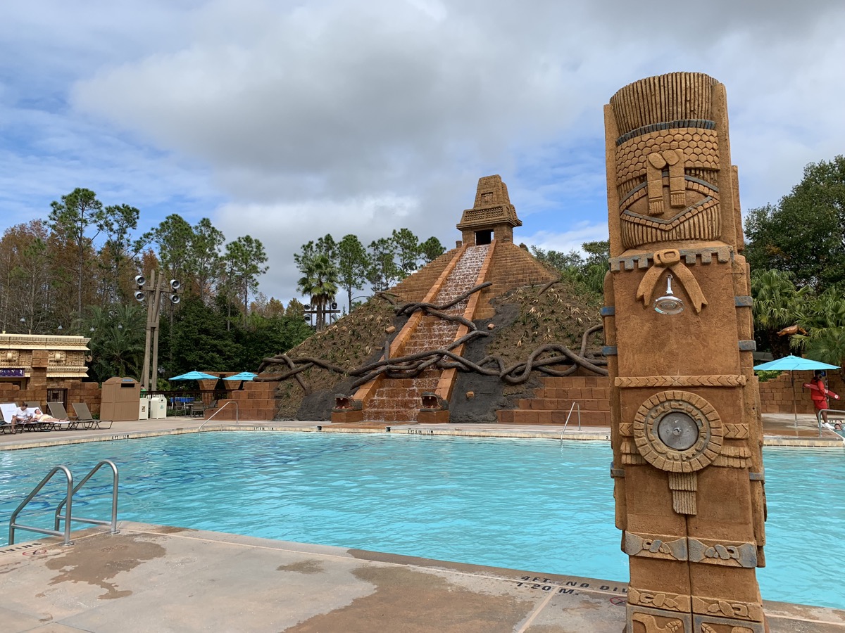 Disney’s Coronado Springs Resort 50-foot Mayan pyramid replica pool