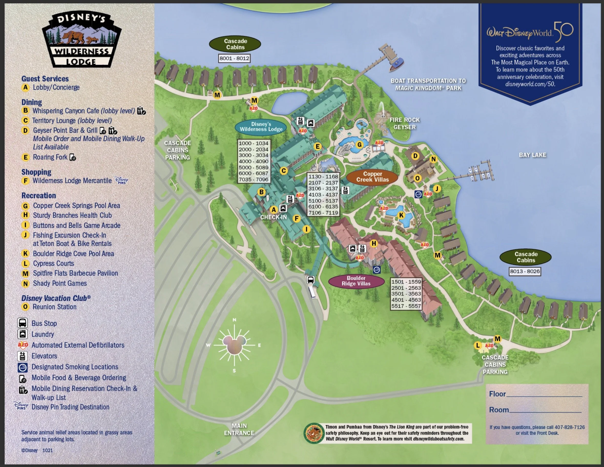 Disney's Wilderness Lodge Map