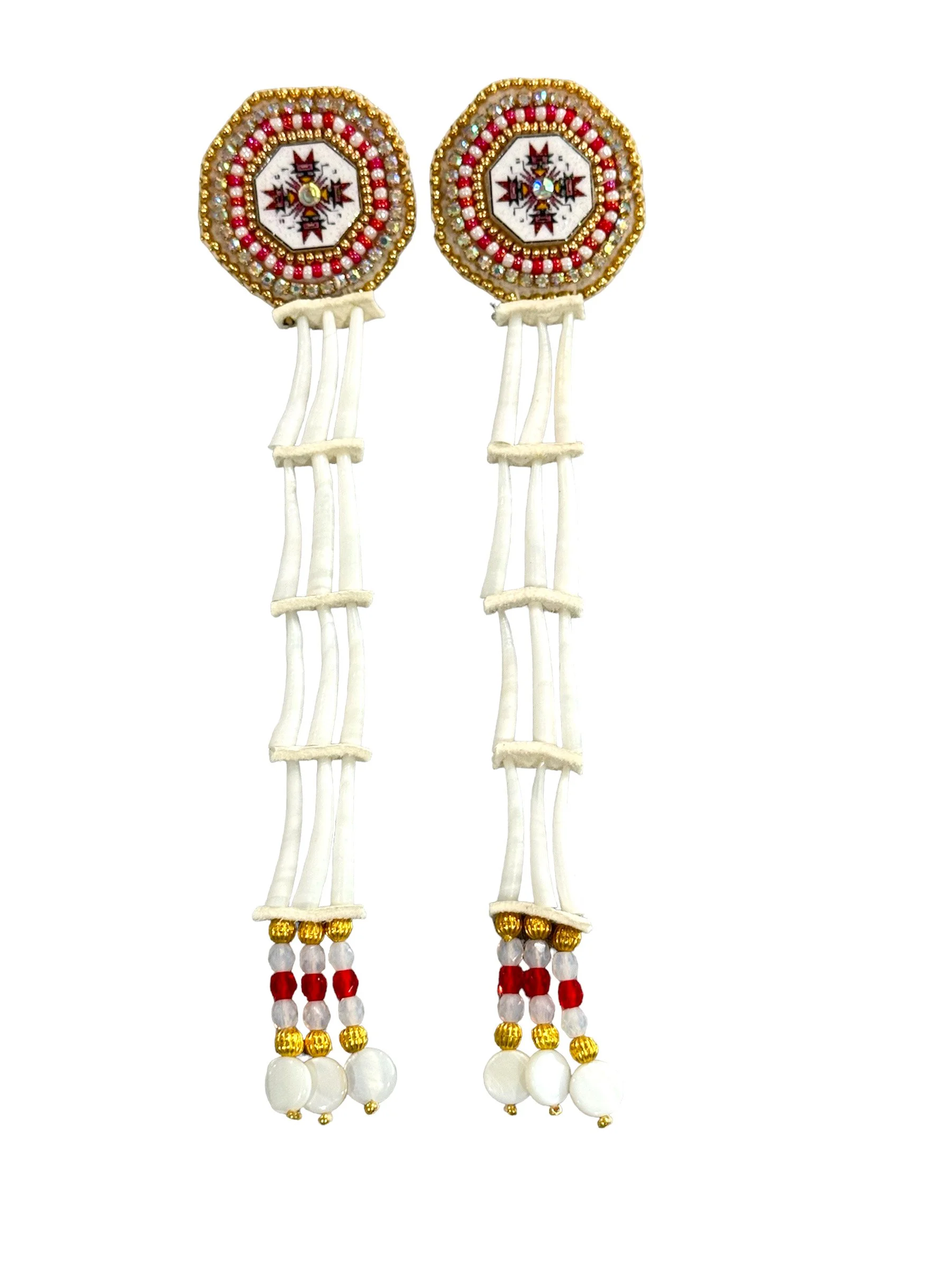 JBT Beaded Shoshone Morning Star Dentalium Drop Earrings – Limited Edition