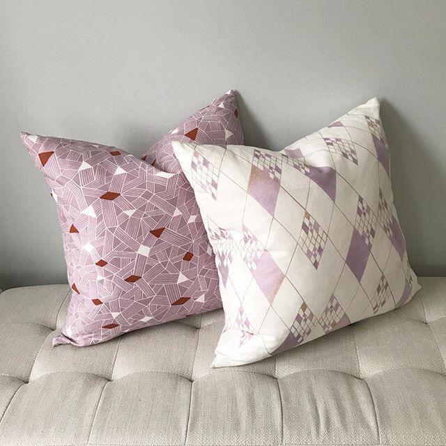 The perfect pair 💕 ▪️ If you like to play matchmaker, head on over to the website for more &ldquo;single and ready to mingle&rdquo; pillows. ▪️ VIPER pillow in Lavender + DIAMONDBACK Pillow in Lavender. #linkinbio #happymatchmaking #patternmixing