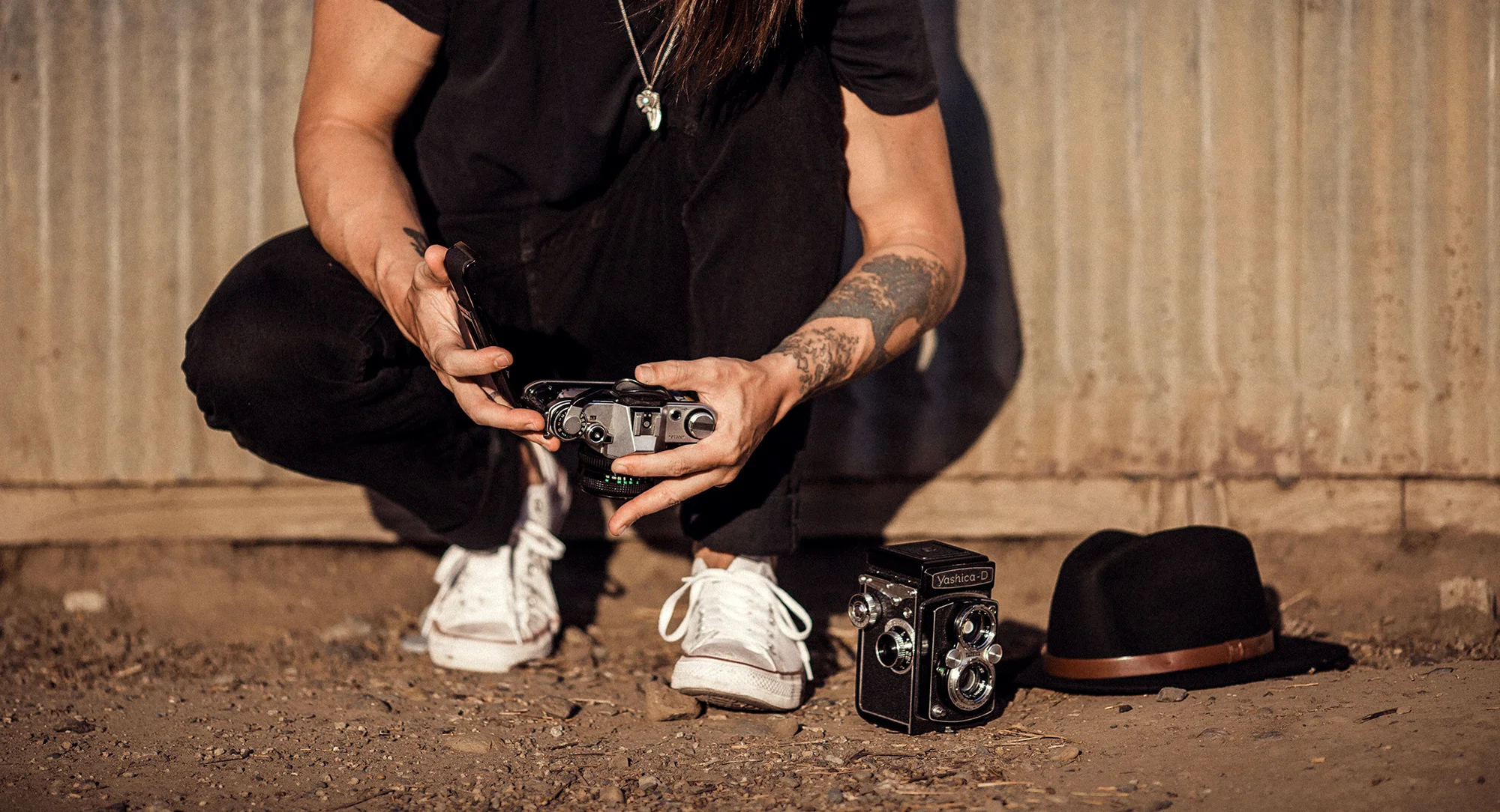 Loading my Canon AE-1 with 35mm film.